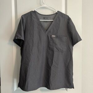 Figs Women's Gray V-Neck One Pocket Scrub Top Size Large